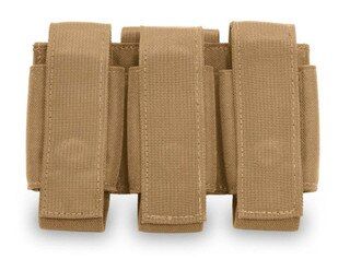 Coyote Tan nylon grenade pouch. Holds three grenades with hook and loop closure.